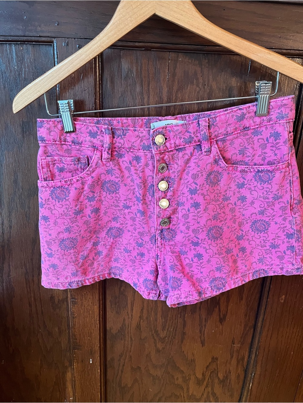 Mango Denim Printed Shorts